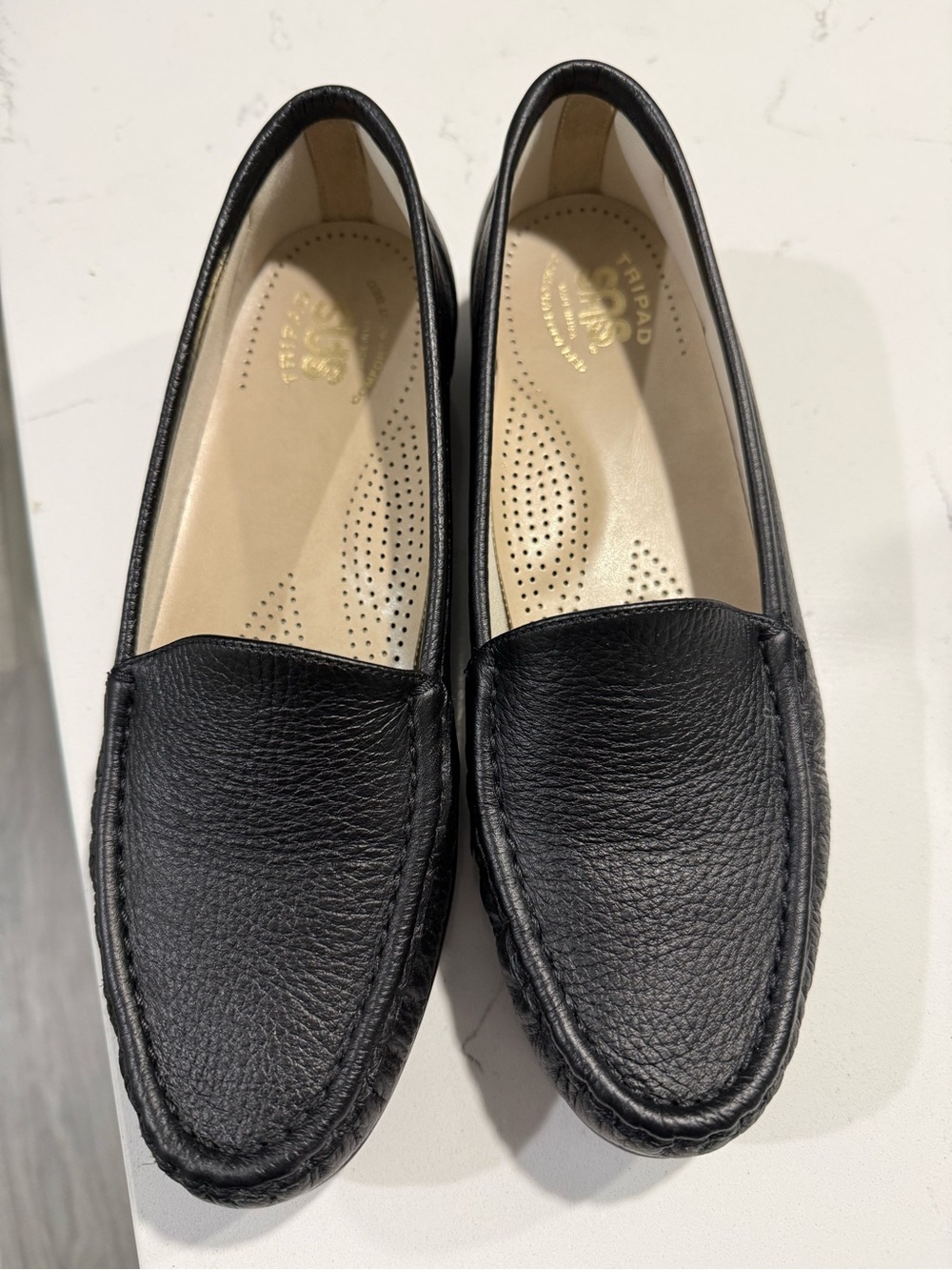 SAS Black Leather Women's Slip-On Loafers